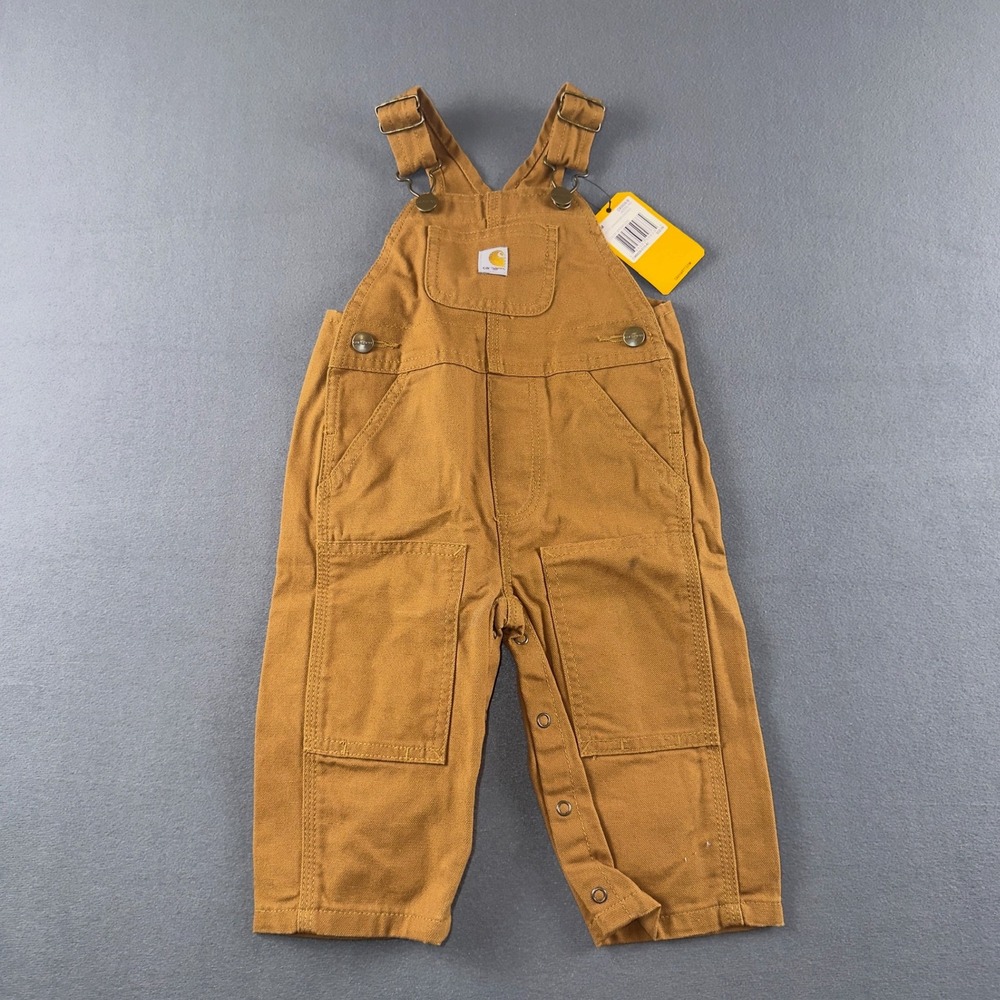 Carhartt Baby Canvas Bib Overalls Brown OX8609-B 9M NWT